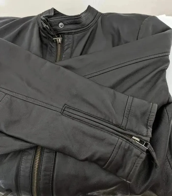 Veste zippée en cuir véritable - Saint Hilaire - taille 42 - photo numéro 5