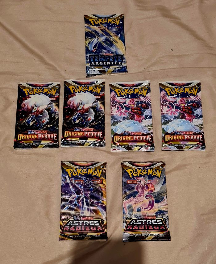 Pokémon Boosters épée et bouclier : Astres Radieux x2 + Origine Perdue x4 + Tempête Argentée FR / SCELLE