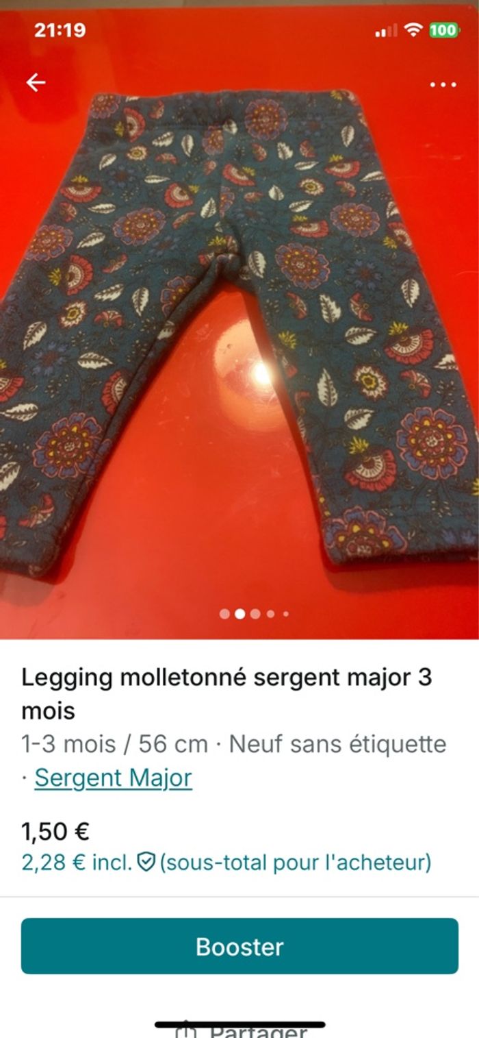 Legging molletonné sergent major 3 mois - photo numéro 4