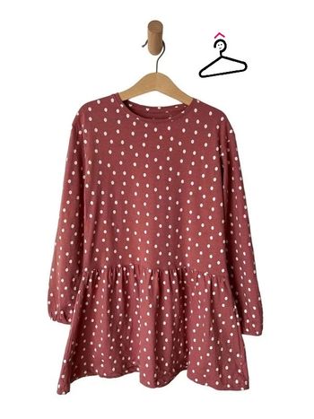 Robe légère à manches longues, rose à pois blancs - Tex 7 ans