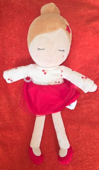 Doudou poupée robe de Noël- 30 cm - Obaibi