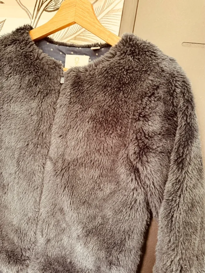 Taille 12 ans manteau veste piloupilou fille Okaidi grise et or 🌷 - photo numéro 2