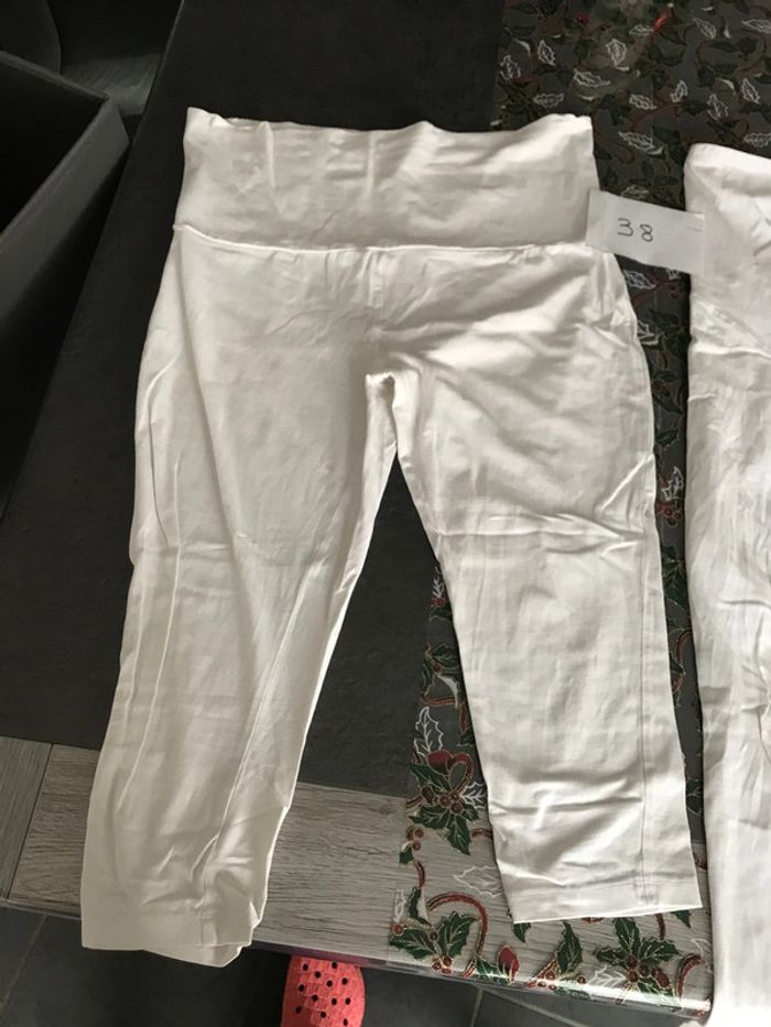 Lot 2 pantacourts leggings blanc - photo numéro 2