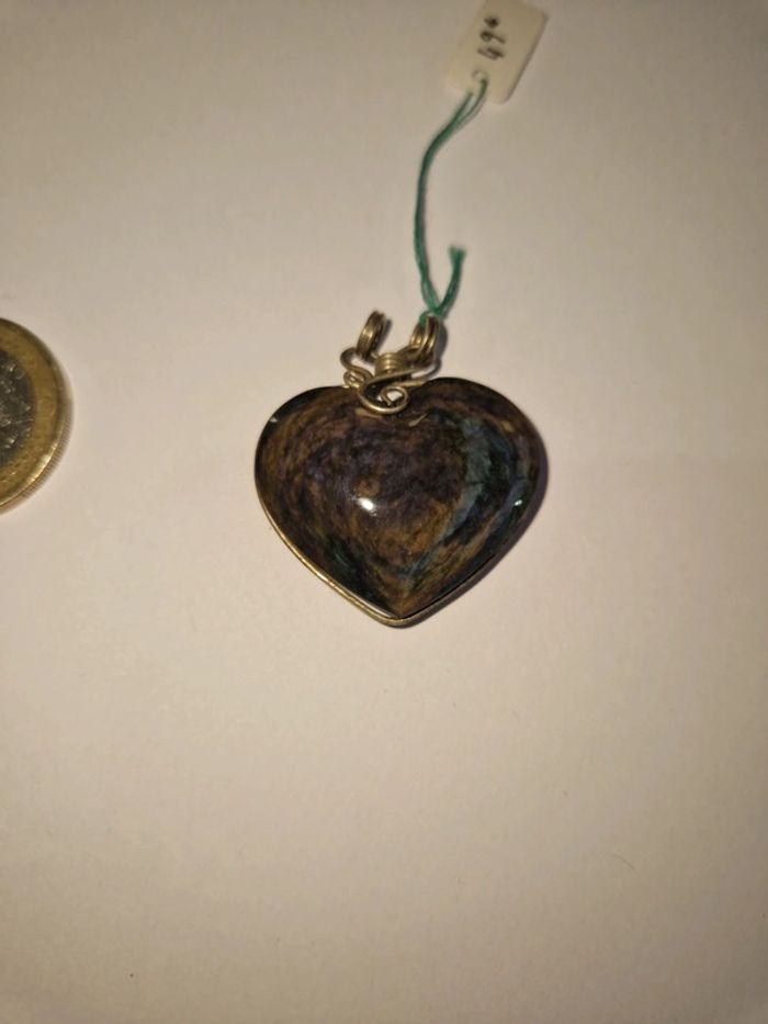Pendentif obsidienne Manta Huichol cœur Mexique - photo numéro 3