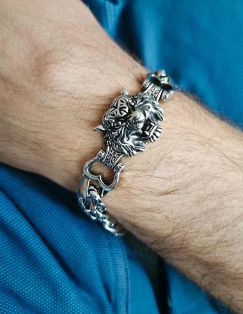 A26 Bracelet jonc gourmette tigre viking métal