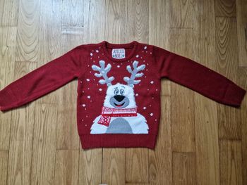 🎄 Pull de Noël garçon 6 ans – motif ours blanc 🐻