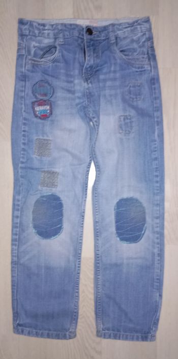 Jeans façon à empiècements bleu délavé DPAM 
T. 10 ans