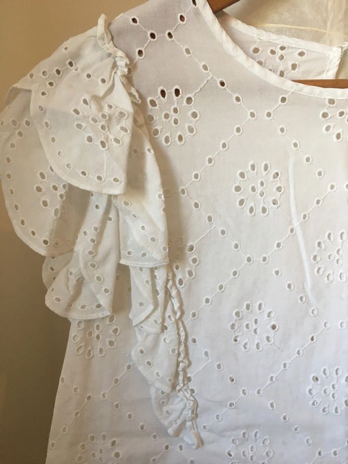 Blouse blanche broderie anglaise dentelle naf naf - photo numéro 2