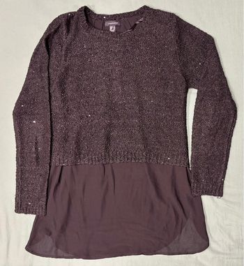Pull noir sequin et voilage taille 40