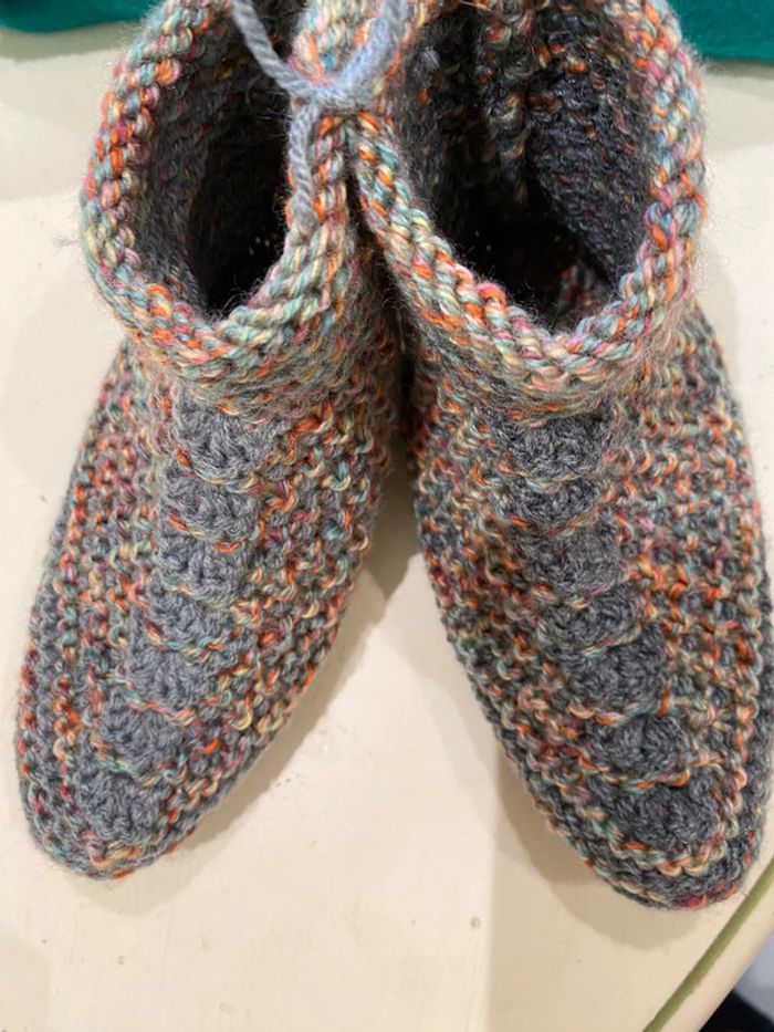 Chaussons, laine, tricoté, 35 - photo numéro 10