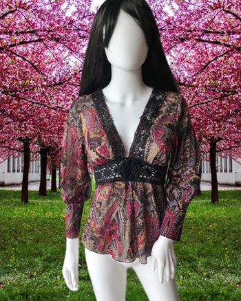 Blouse fluide à motifs, cvberg, taille M