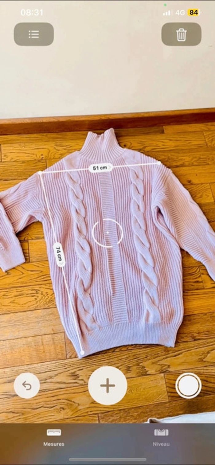 Sublime pull long rose à col neuf taille M