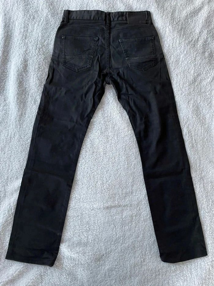 Jean droit straight noir effet cuir mat uni classique avec poches - Celio - photo numéro 6