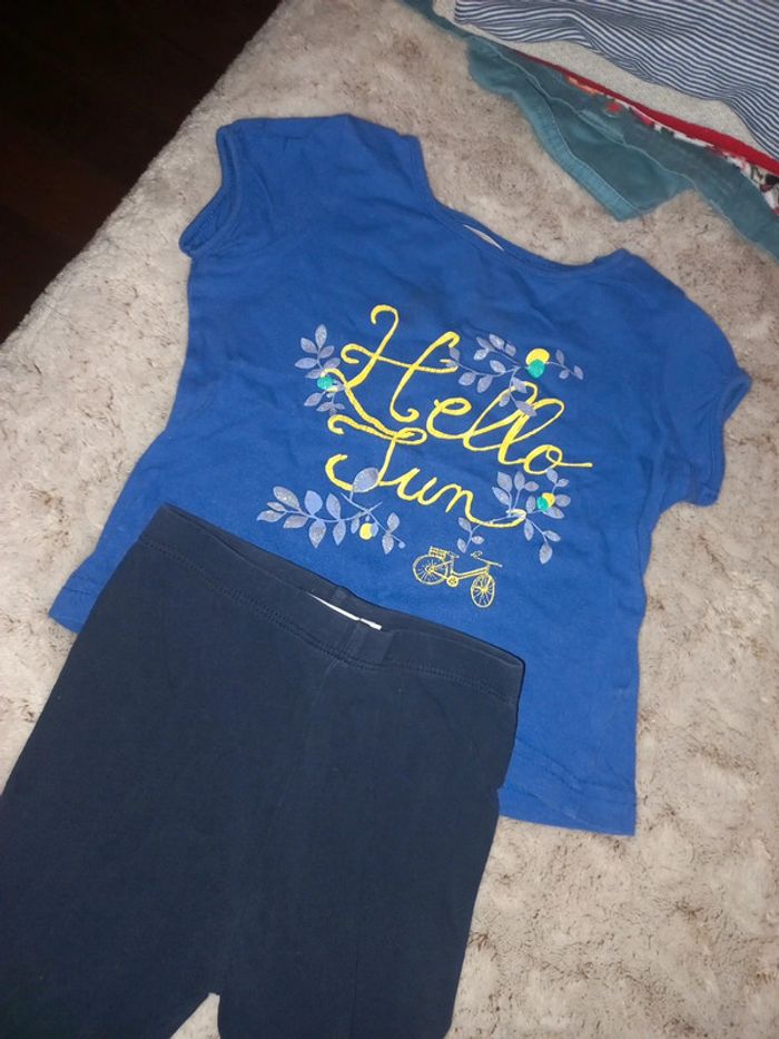 Ensemble leggings marine t-shirt 18 mois fille coton - photo numéro 2