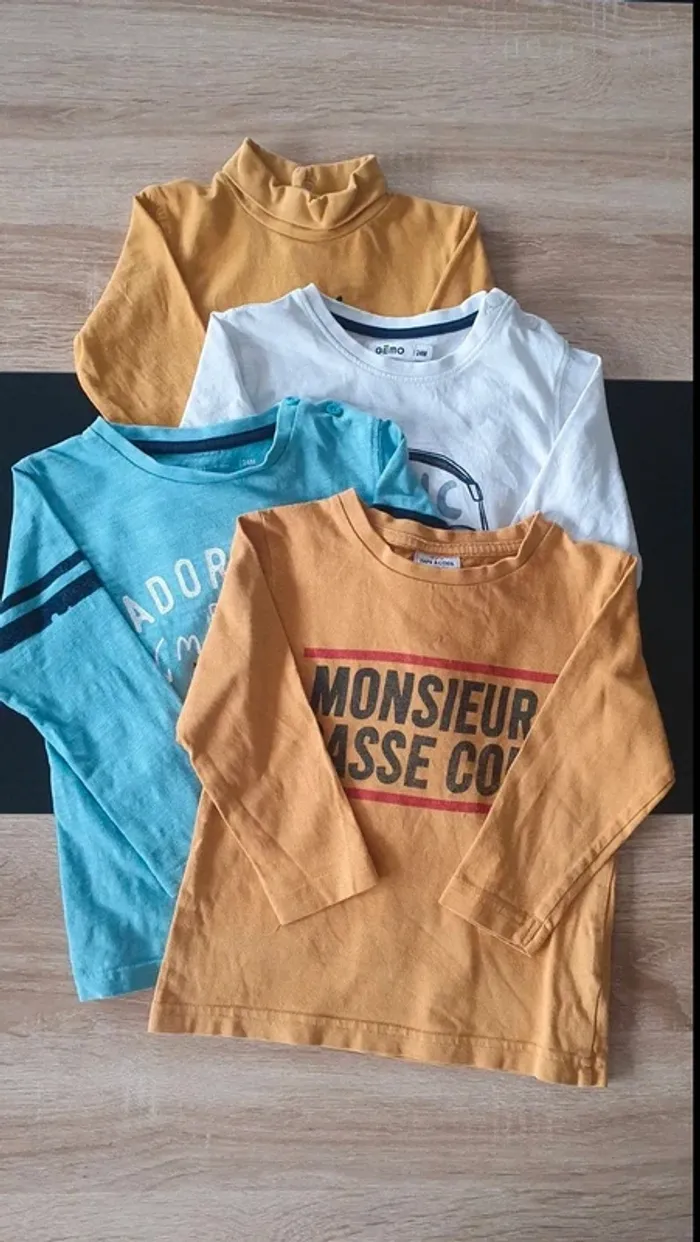 Lot de 4 tee-shirts manches longues 24 mois - 2 ans
