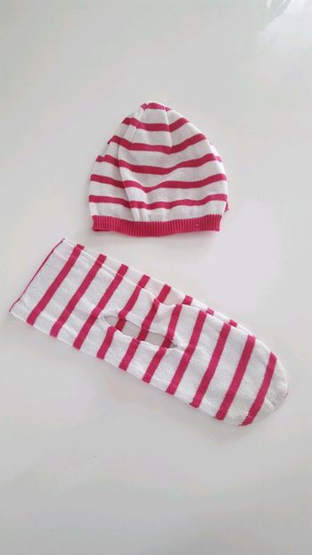 Ensemble bonnet + écharpe coton 12-24 mois