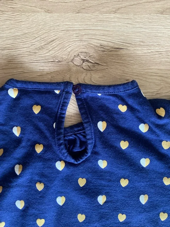 Sous pull manche longue bleu marine imprimé coeur bébé fille 6 mois Pommette - photo numéro 4