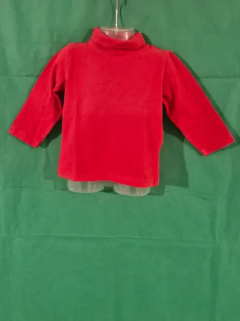 Sous-pull bébé à col roulé manches longues rouge 9 mois Tissaia Mixte
