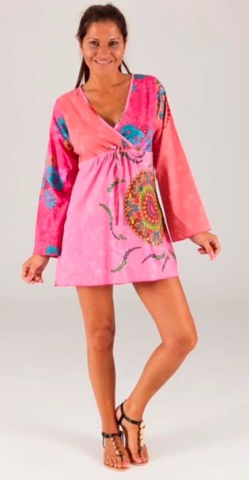 Tunique blouse ethnique été taille S/M rose femme neuve et étiqueté