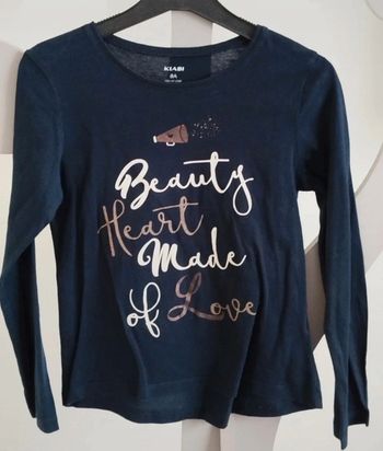 Tee-shirt manches longues bleu marine Kiabi taille 8 ans