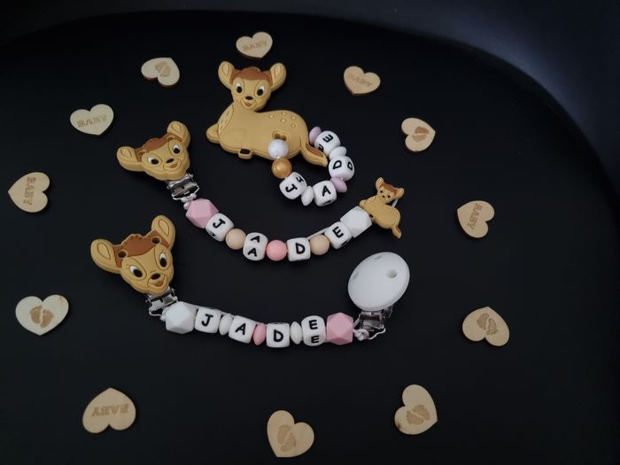 Attache tétine, doudou et anneau de dentition Bambi