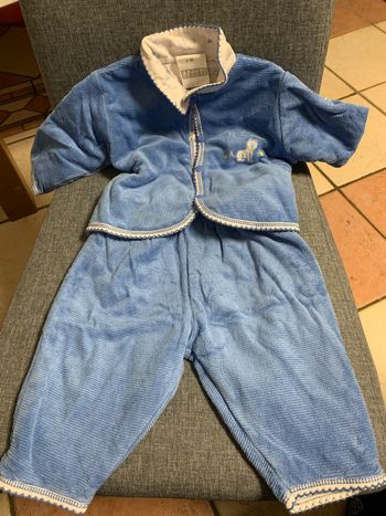 Ensemble veste pantalon bleu « The little cat »bébé 3 mois
