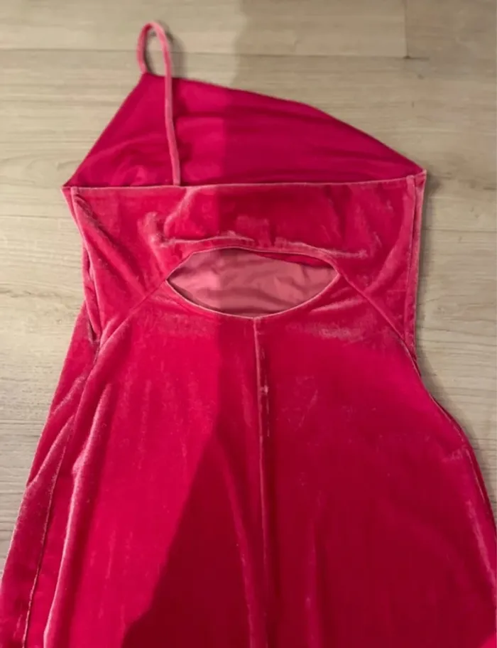 Robe longue rose en velours - Taille S - photo numéro 7
