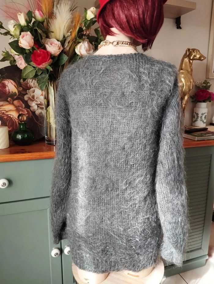🌹Pull Gris & Crème Mohair & Laine Collection Vintage Lucy Lockett T44/48🌹 - photo numéro 9