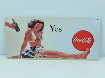 Plaque publicitaire Yes Coca-Cola en métal au style vintage américain