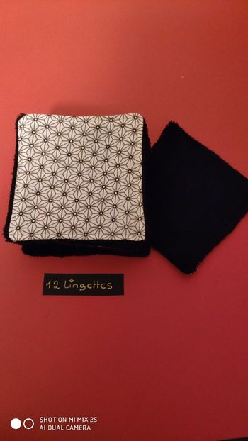 12 lingettes lavables, neuf.