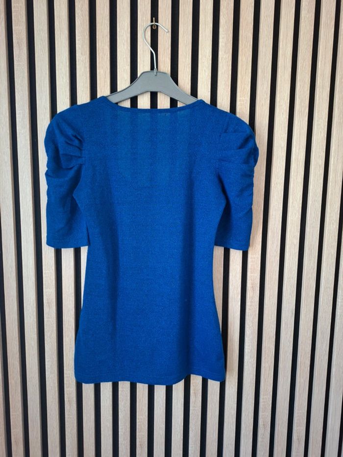 Blouse haut bleu électrique irisé T 36 - photo numéro 5
