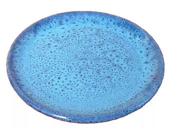 Coupelle de présentation  Céramique émaillée, mouchetée bleu marin