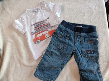 Ensemble t-shirt manches courtes + jean 6 mois - Alphabet