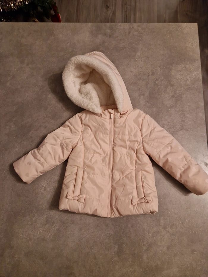 Doudoune hiver bébé fille rose polaire capuche T23mois TBE orchestra