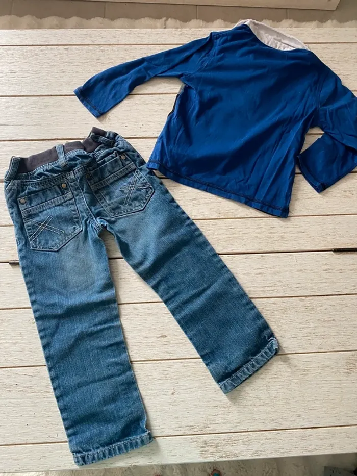 Ensemble Bebe garçon 3 ans pantalon jean , polo et gilet - photo numéro 3
