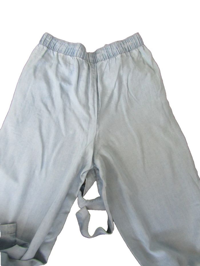 pantalon caleçon a jambes larges 100%lyicell bleu ciel marque tex taille indiquée S = 36/38 - photo numéro 3