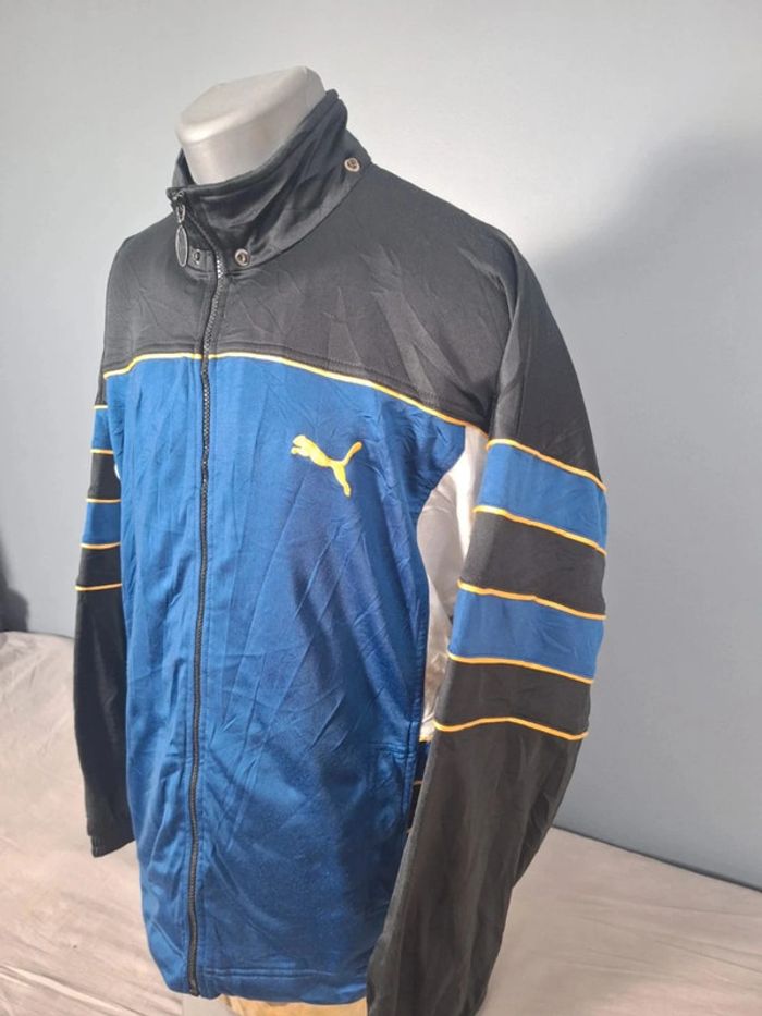 Veste Puma vintage M/L bleu noir jaune logo brodé rétro 90s - photo numéro 6