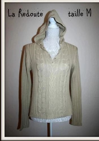 Pull beige à capuche La Redoute taille M