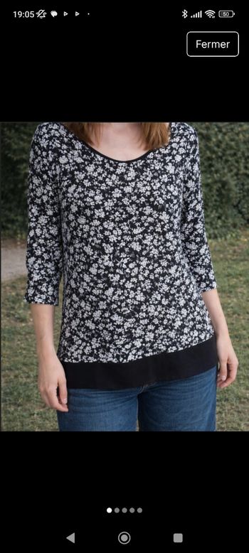 Haut C&A noir et blanc taille L en très bon état 