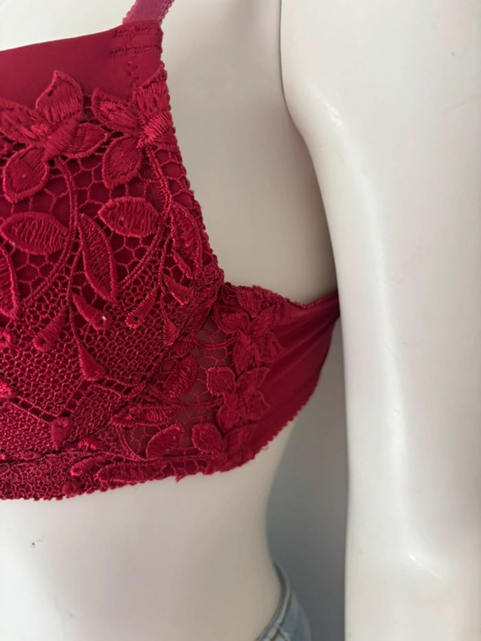 🌺Soutien-gorge push-up rouge bordeaux avec dentelle fleurs brodé Taille EU 80C/FR 95C🌺 - photo numéro 5