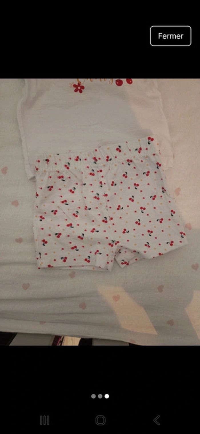 Ensemble 6 mois fille petite cherry blanc rouge - photo numéro 3