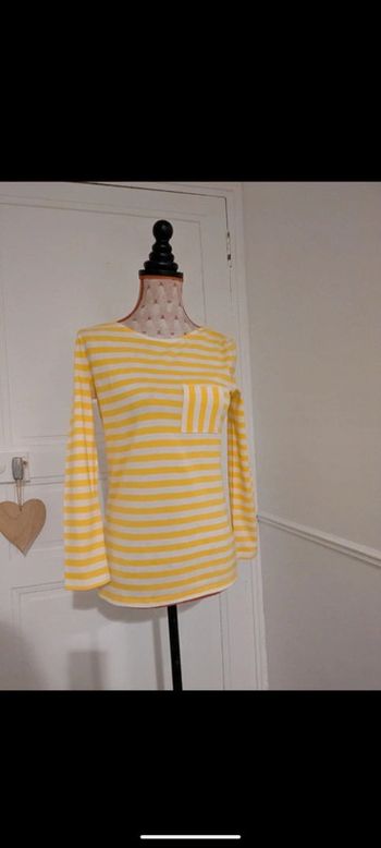 T-shirt manches longues jaunes et blanc XXS