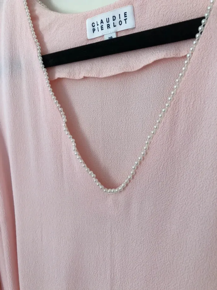 Robe rose poudrée à perles Claudie Pierlot taille 38 - photo numéro 5