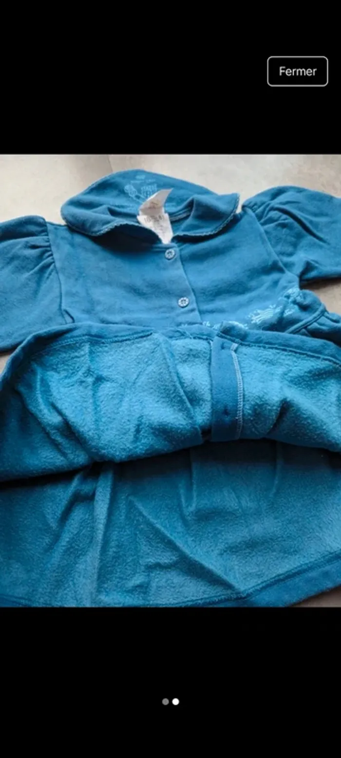 Magnifique robe bleue polaire vintage 18 mois - photo numéro 2