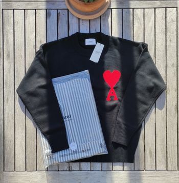 Pull en maille ami paris noir