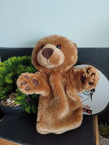 doudou marionnette À  Main ours marron brun patte cmp ancienne DD003443