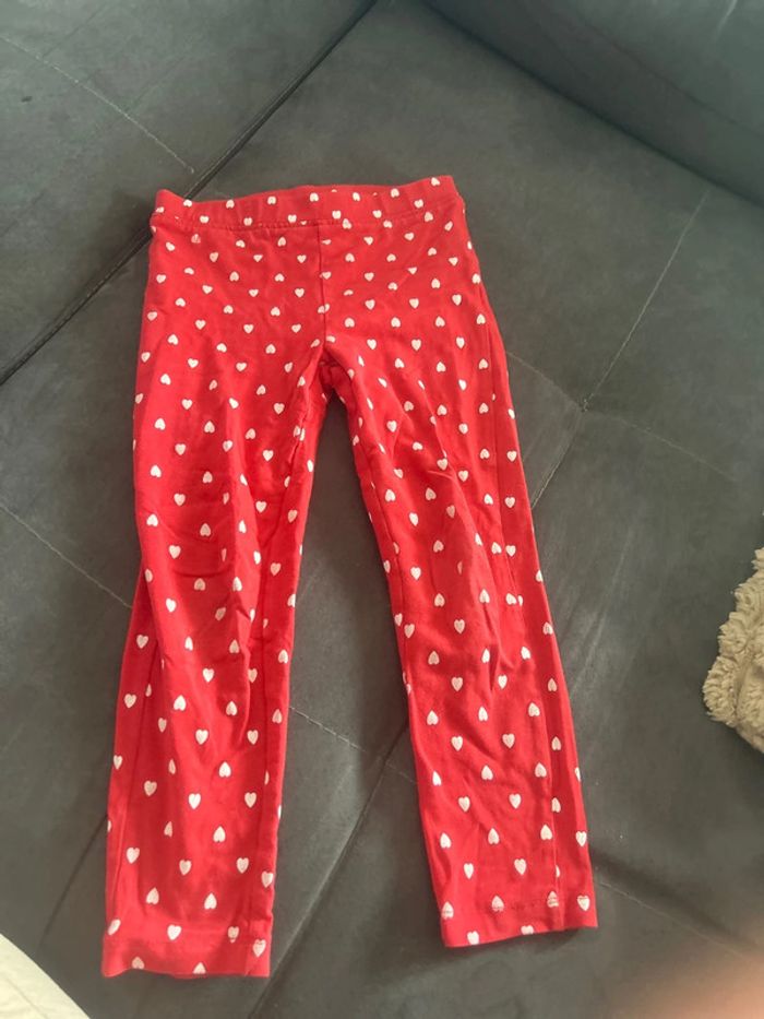Legging rouge cœur 4 ans