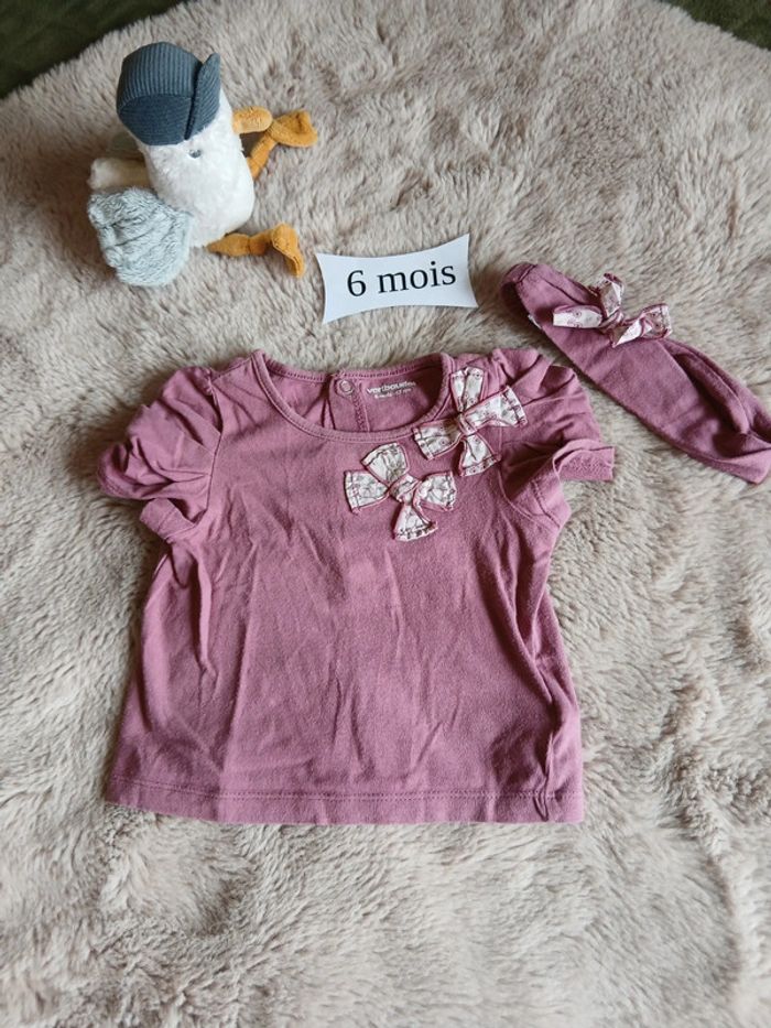 Ensemble T-shirt MC et bandeau assorti 6 mois