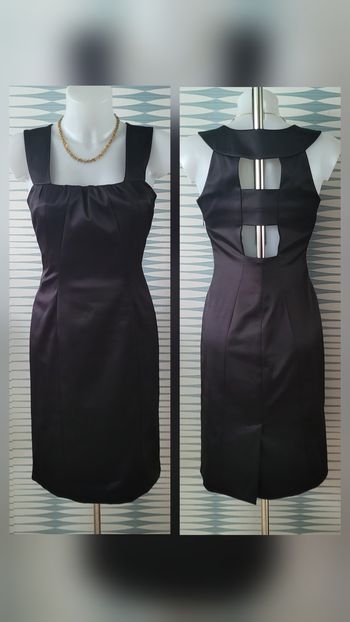 Robe cocktail noire satinée en excellent état taille 38 Caroll