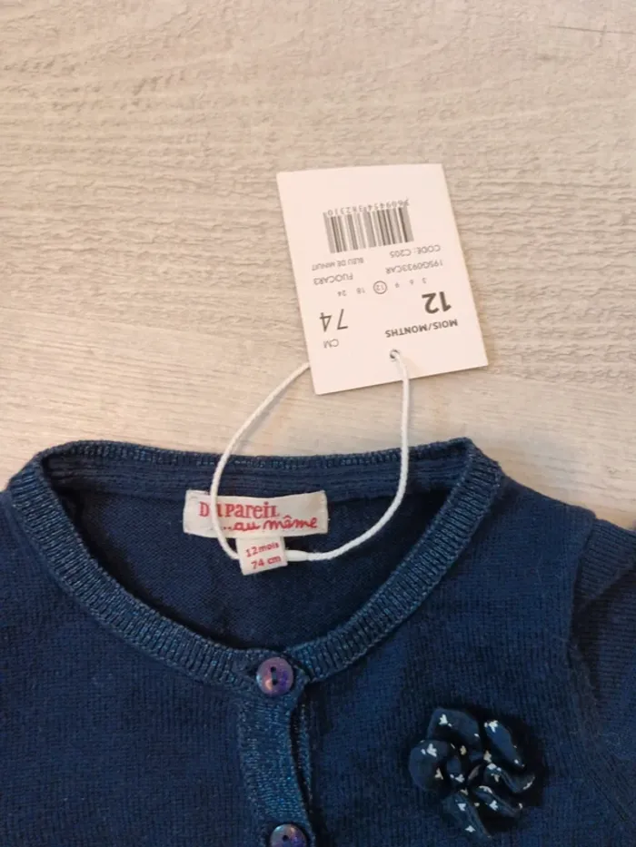 Gilet manches longues 74 cm 12 mois DPAM - photo numéro 4